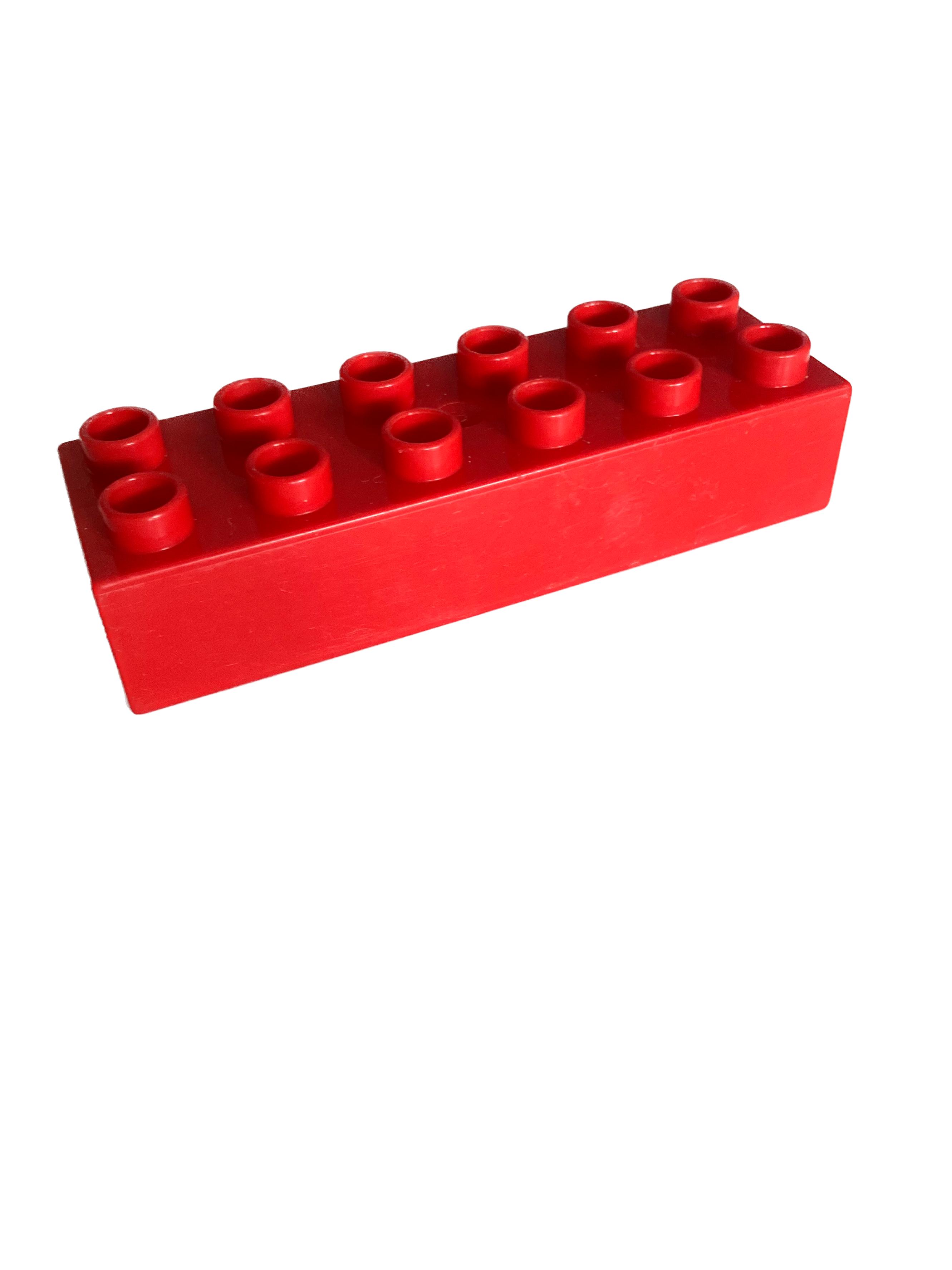 Lego Duplo kostka červená 6x2 tlustá - HODNĚ POŠKRÁBANÁ